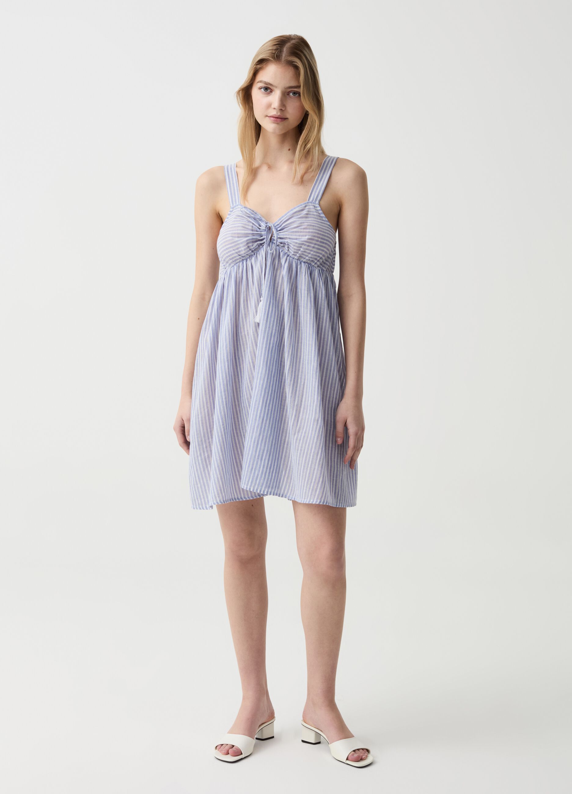 Striped nightdress with tassels