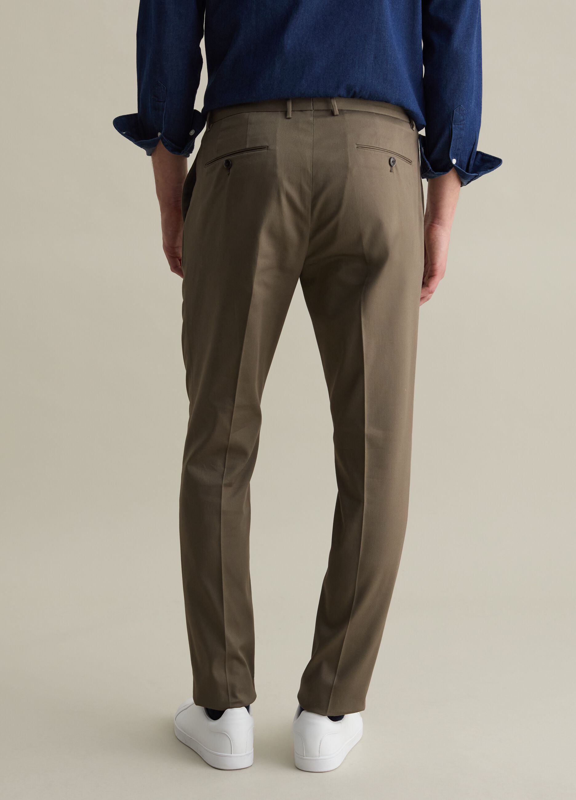 Contemporary chino trousers with darts