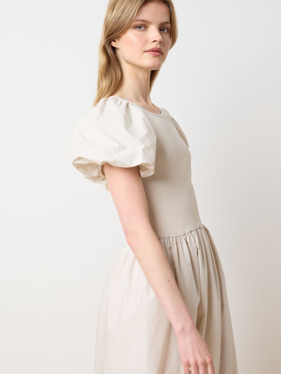Women's Long Beige Dress in Pure Cotton Regular Fit_0