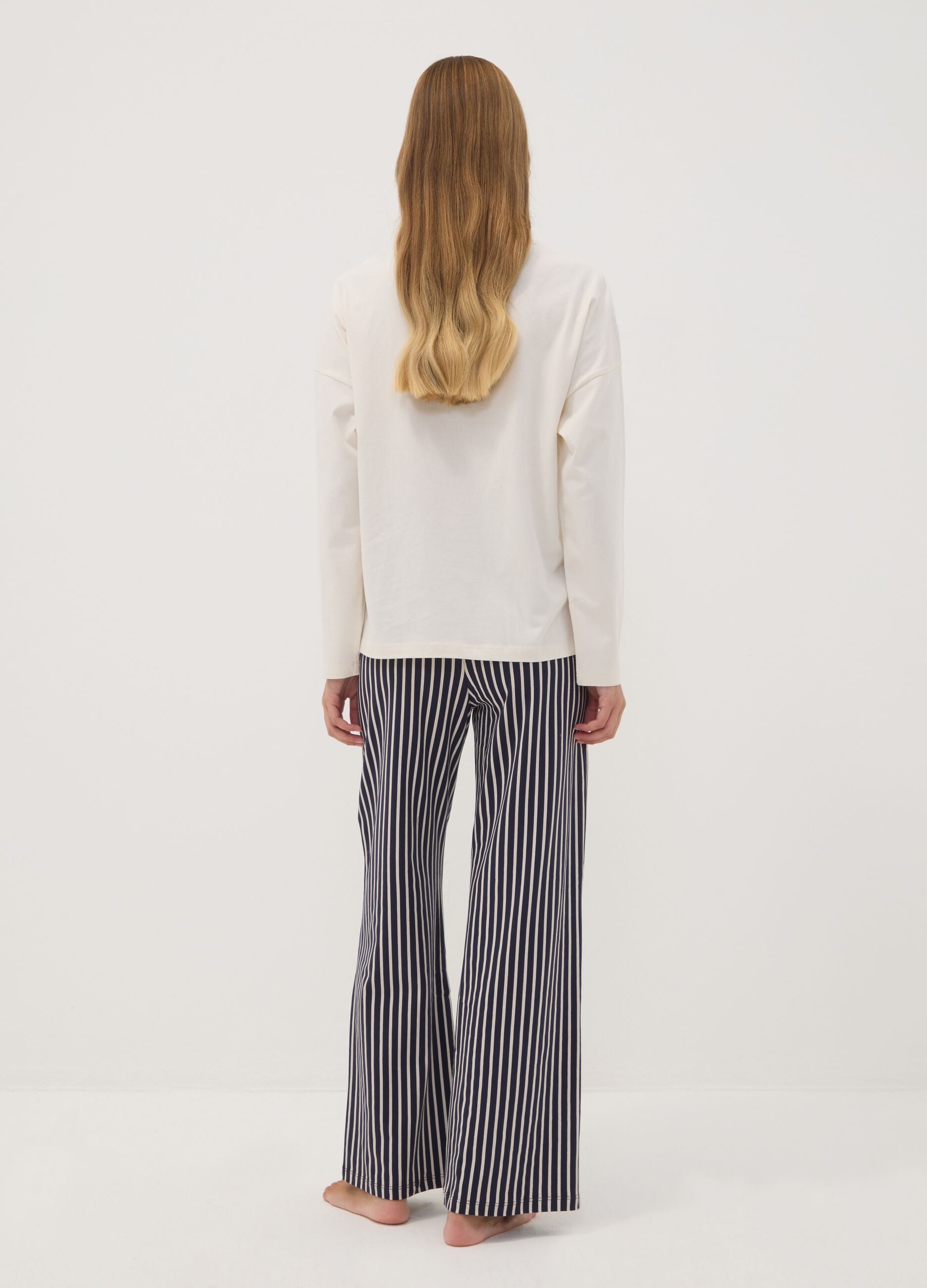 Black organic cotton crew-neck pyjamas