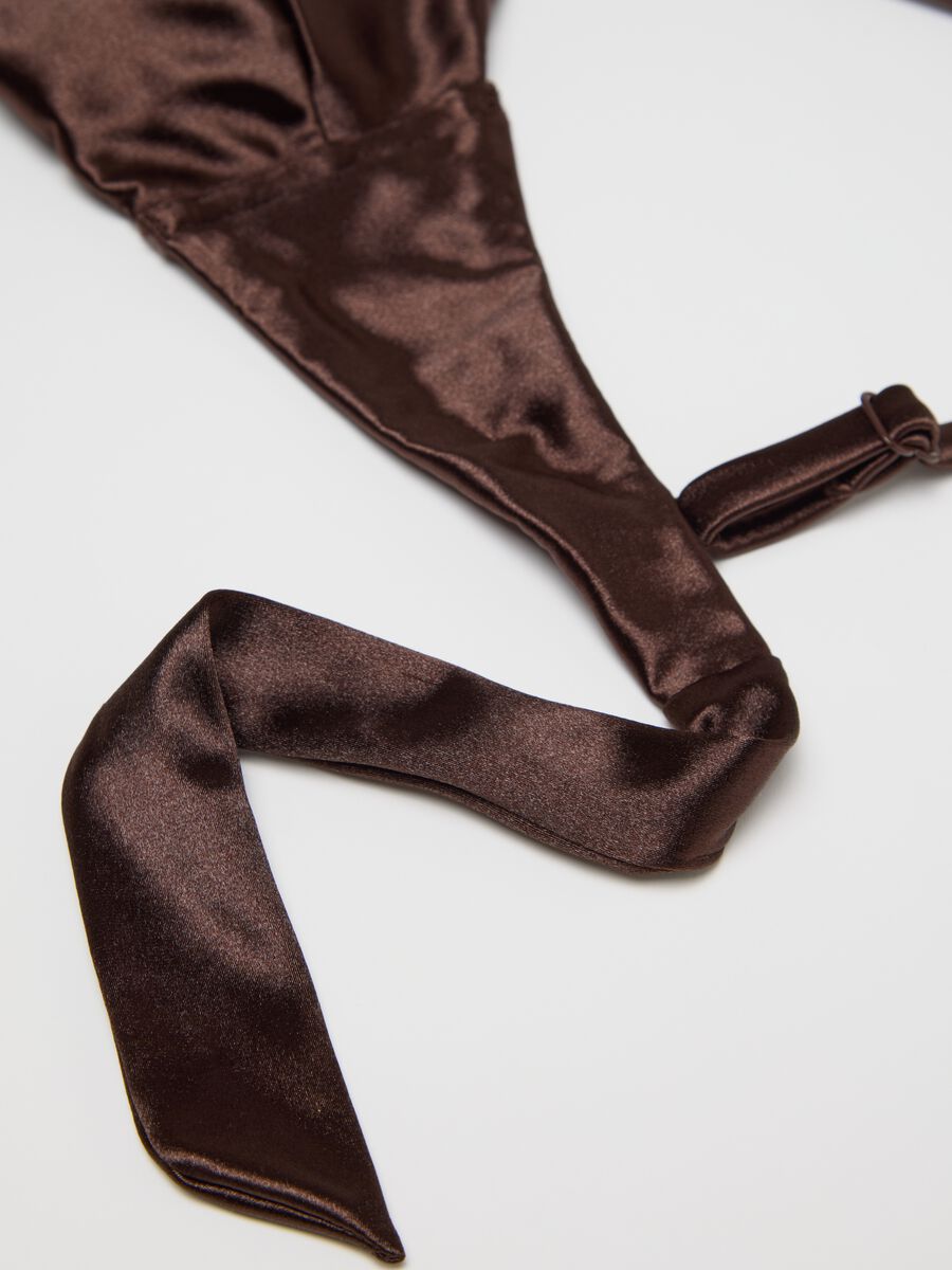 Brown satin-effect bikini bralette_5