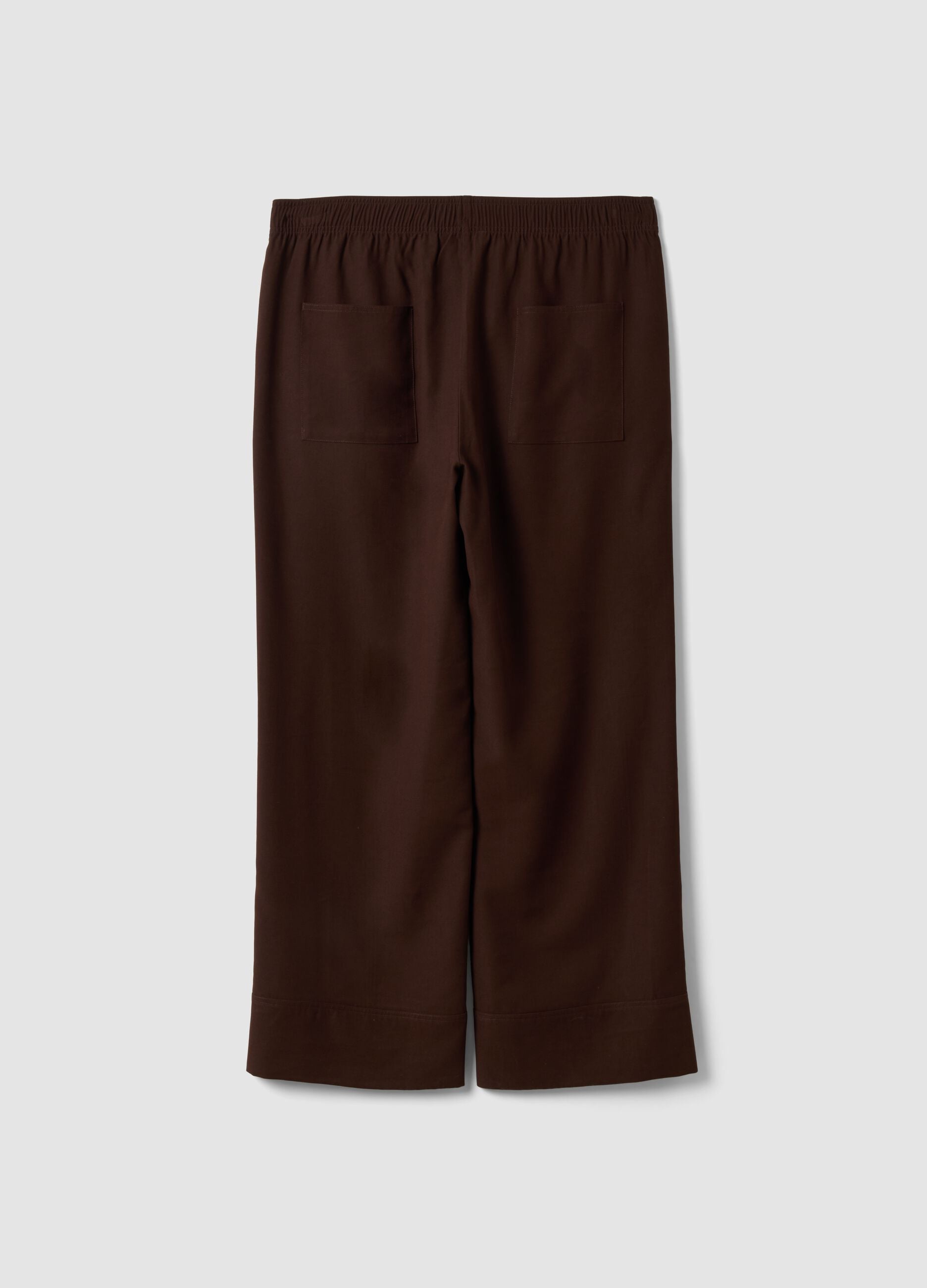 Brown wide-leg viscose-blend trousers