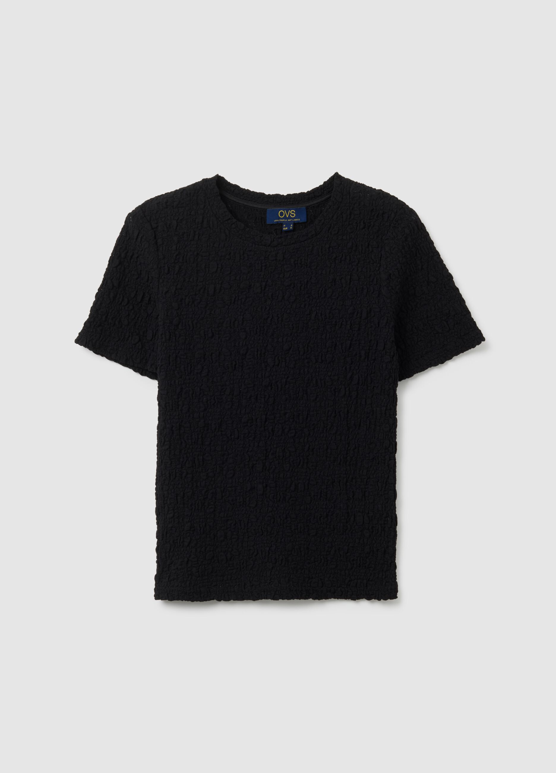 T-shirt in misto cotone nero regular fit