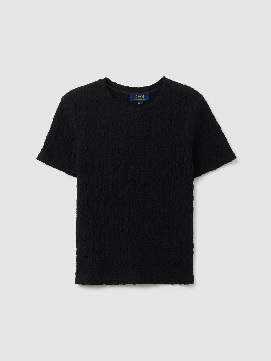 T-shirt in misto cotone nero regular fit_0