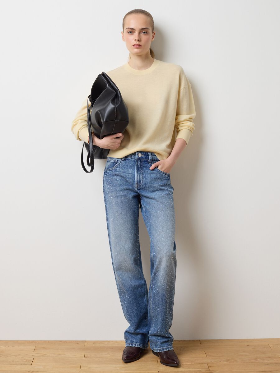 Regular fit pure wool yellow jumper_2