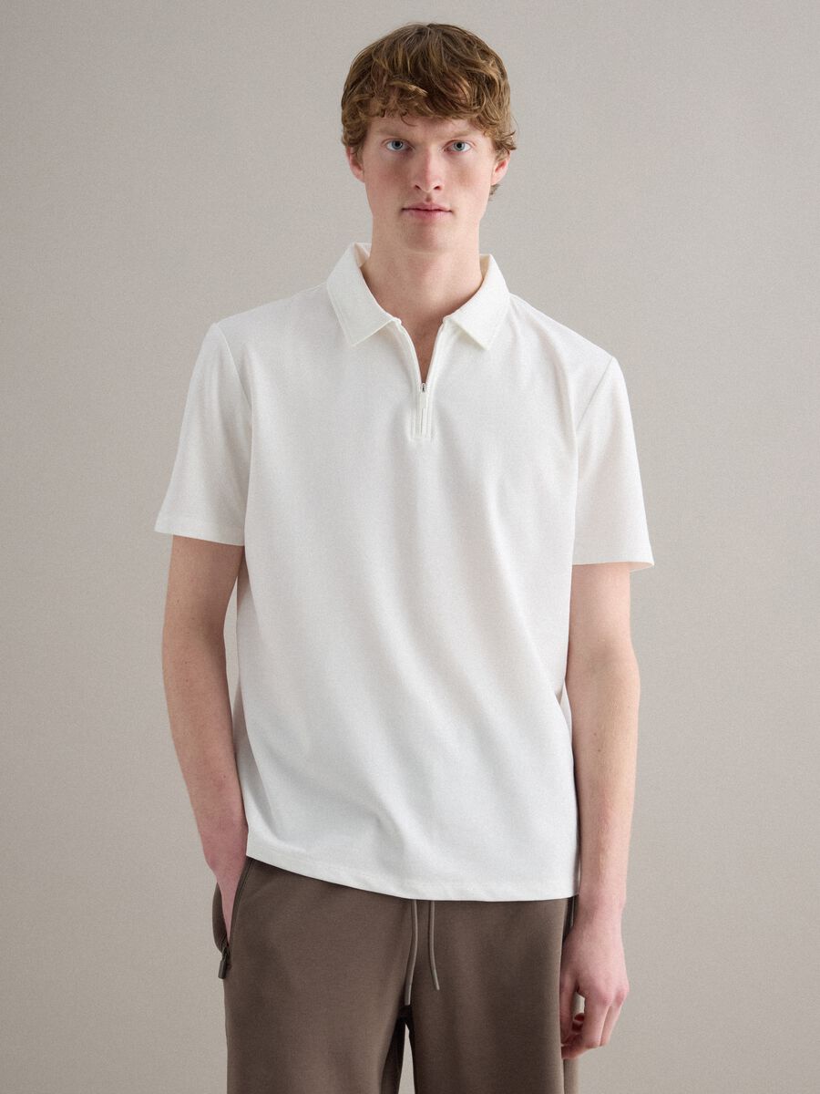 White Stretch Cotton Short Sleeve Polo Regular Fit_1