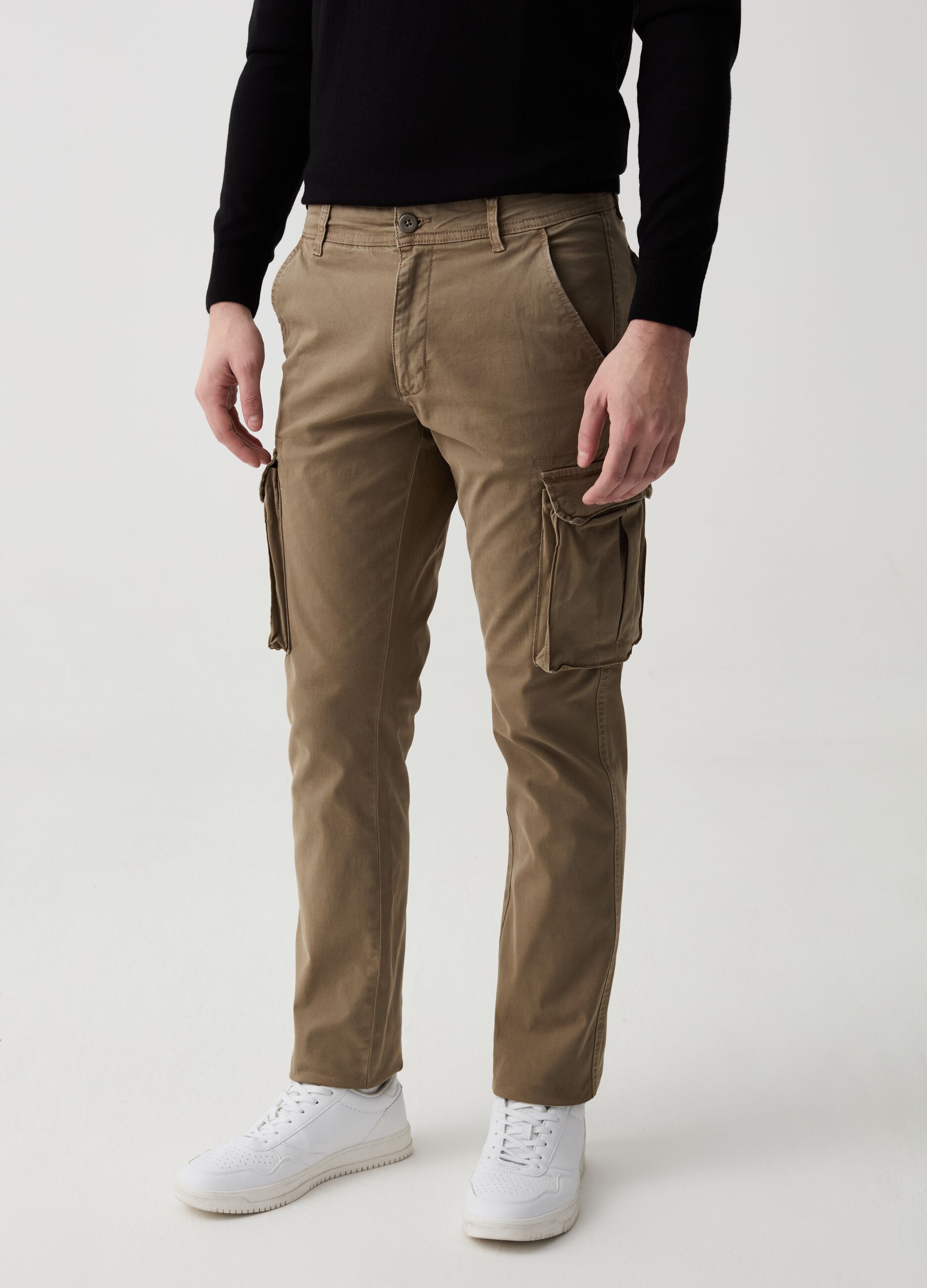 Pantalone cargo slim fit in twill stretch