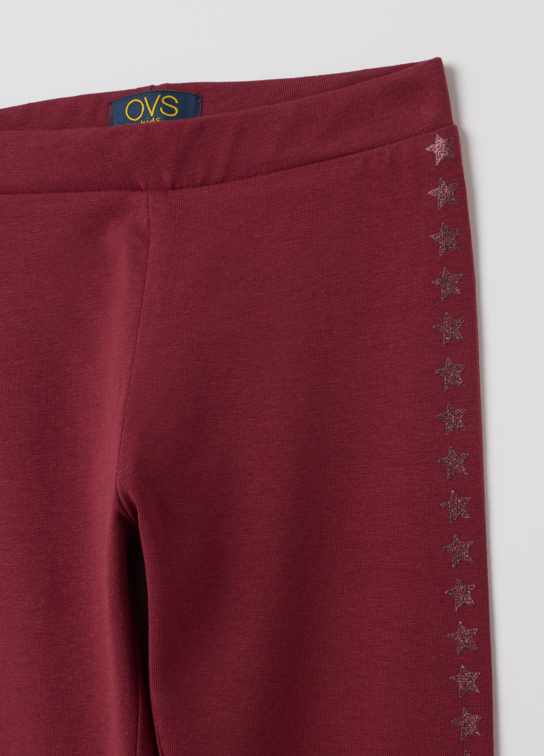 Leggings da bambina in cotone elasticizzato rossi