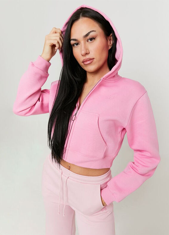 Women's pink cotton-blend cropped sweatshirt