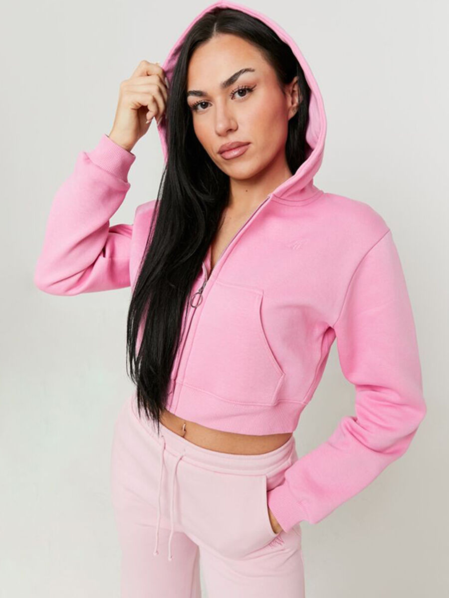 Women's pink cotton-blend cropped sweatshirt_3