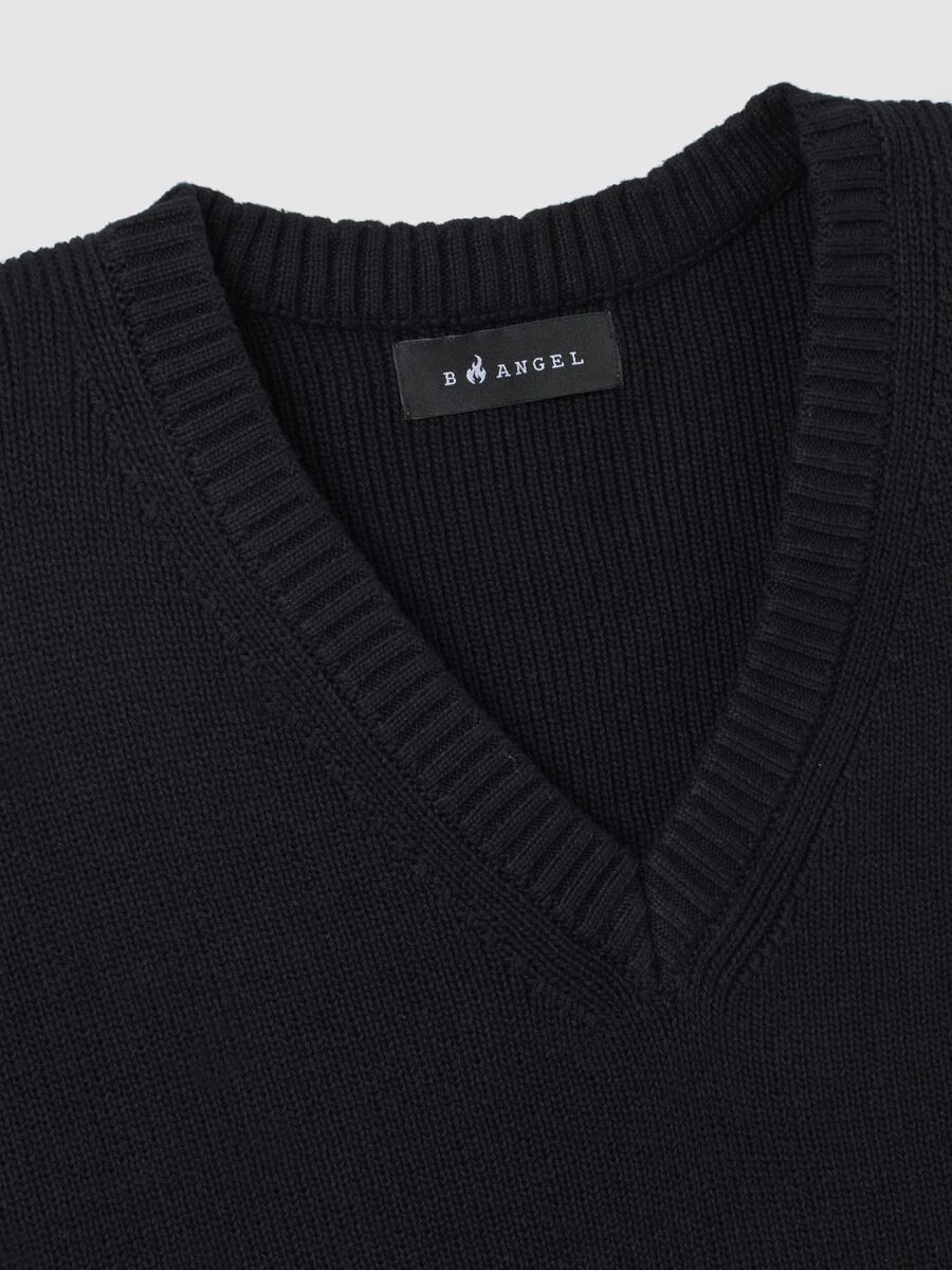 Gilet in puro cotone nero regular fit_1