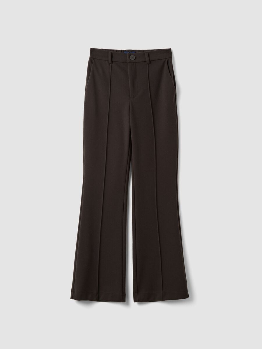 Brown stretch-viscose straight-fit trousers_4