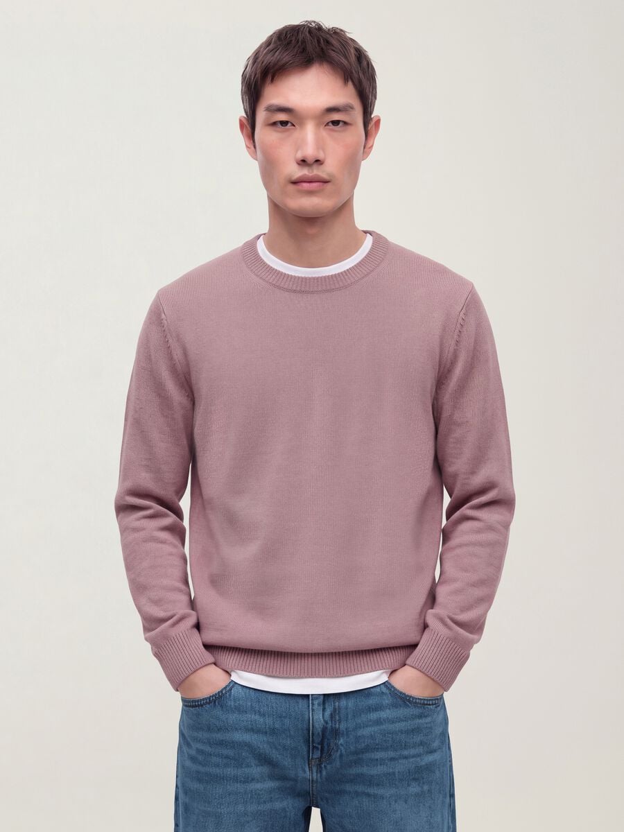 Maglia rosa girocollo in jersey knit regular fit_0