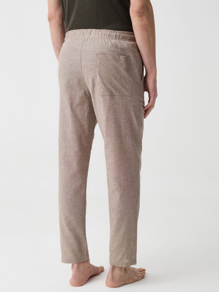 Pantalone pigiama lungo in lino e cotone_2