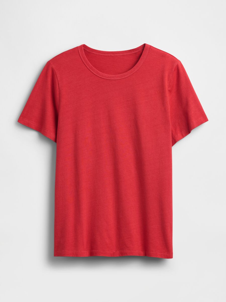 Red Crew Neck T-shirt in Pure Cotton Regular Fit_3