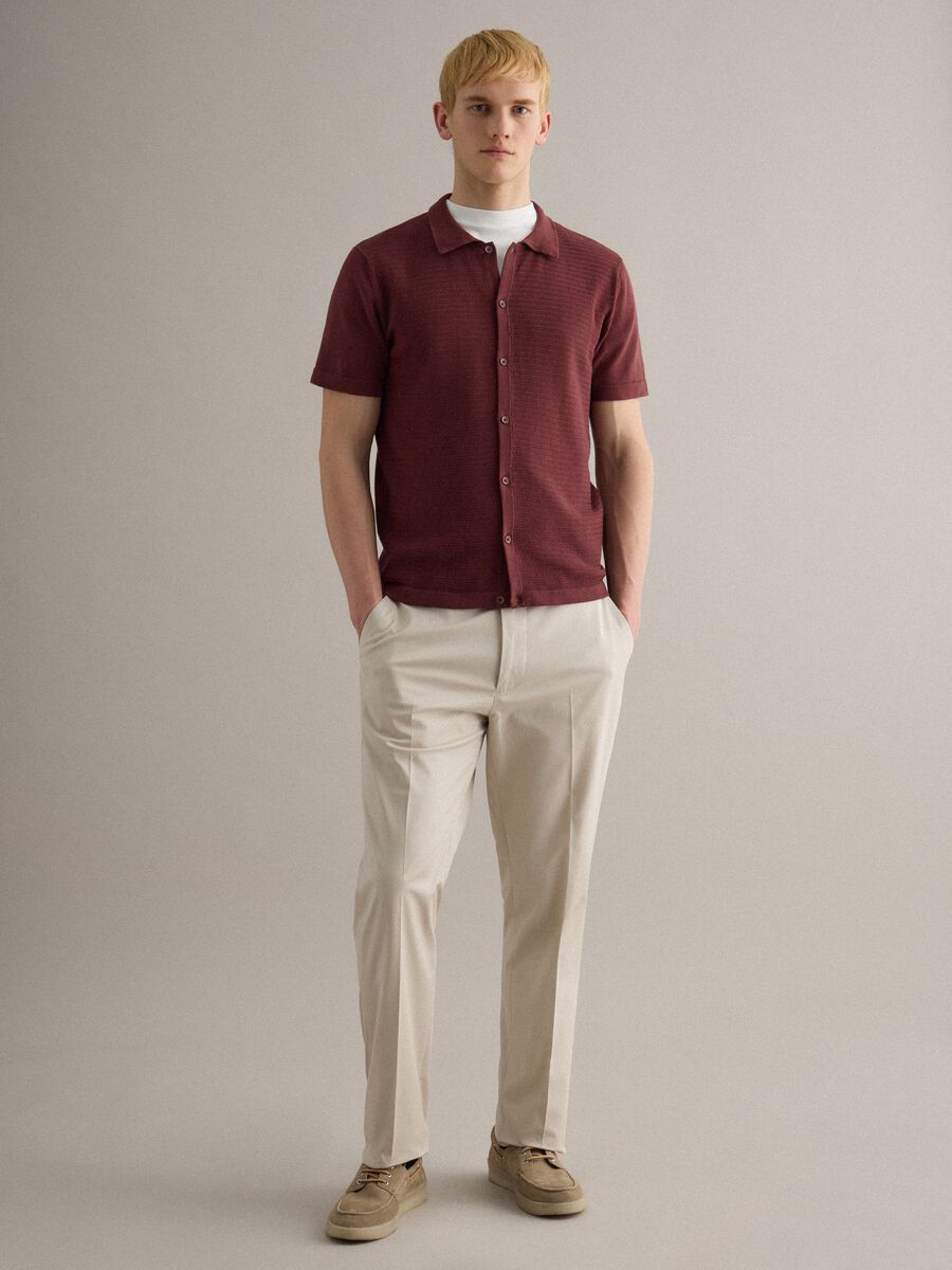 Regular fit red pure cotton polo with buttons_2