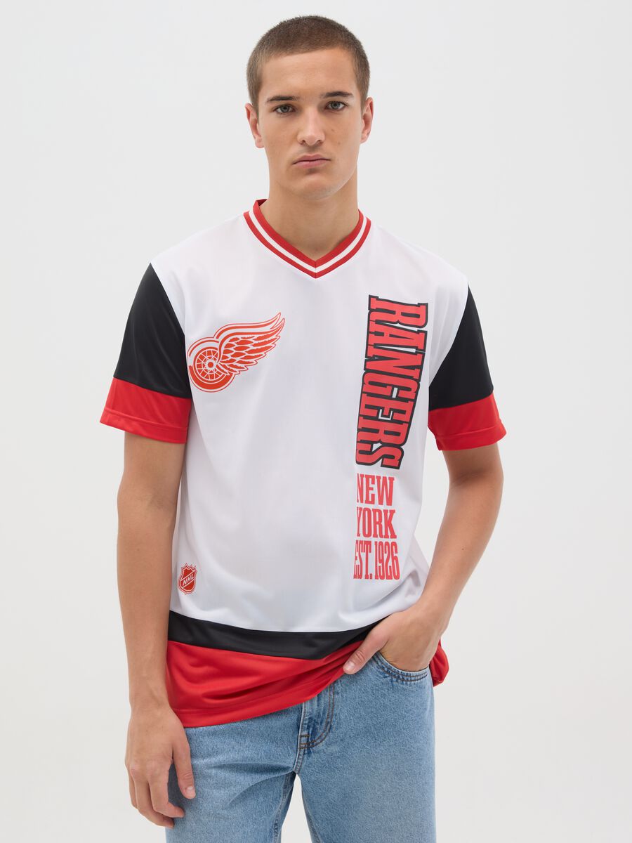 White and Red Short Sleeve T-shirt, Rangers Style_0