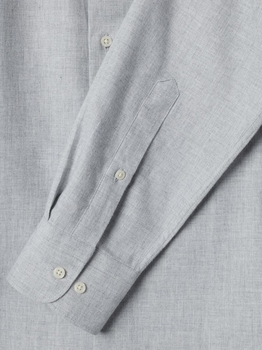 Grey pure cotton twill shirt, regular fit_5