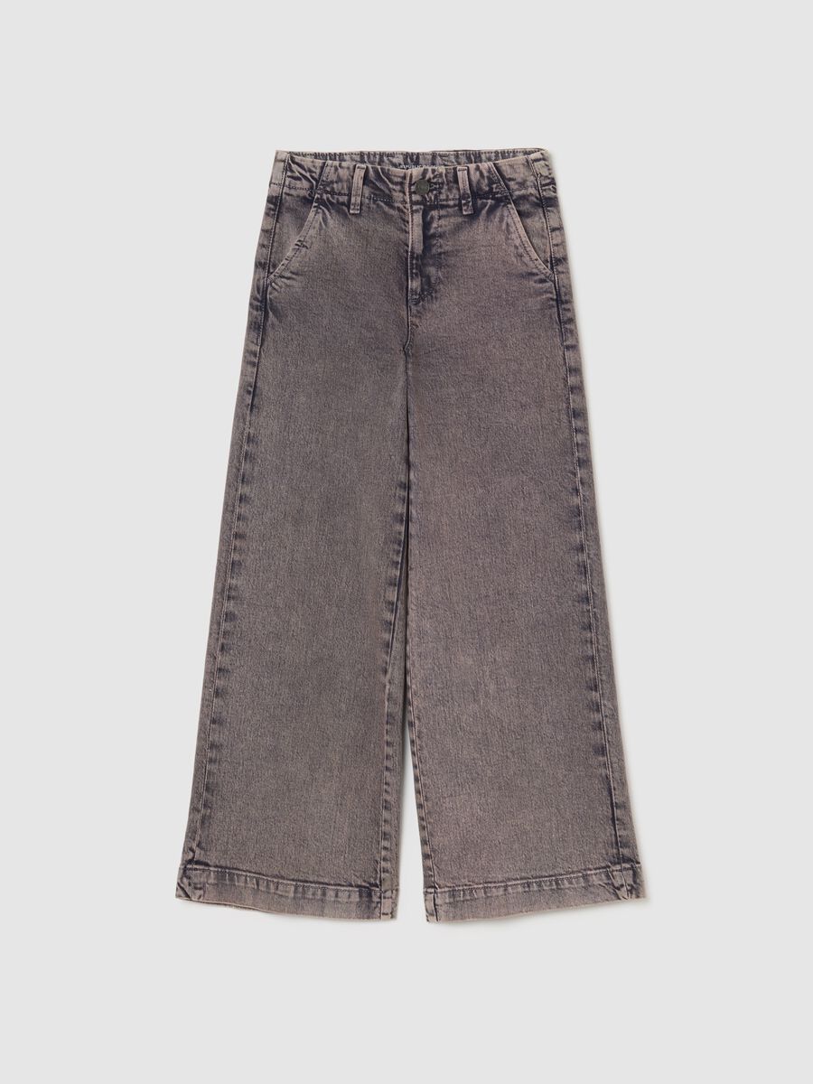 Grey Denim Wide Leg Girls' Trousers_3
