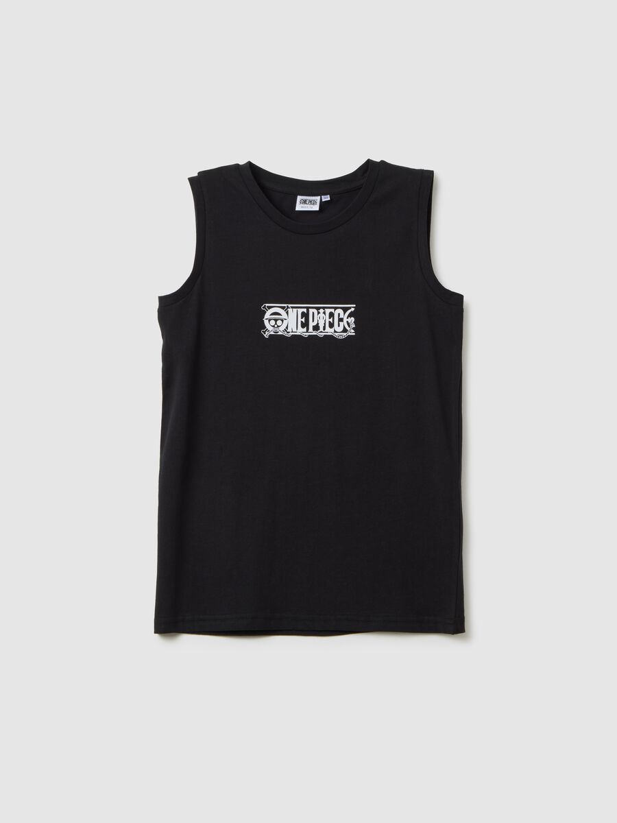 Boys' Sleeveless Black Pure Cotton Regular Fit Top with Print_3