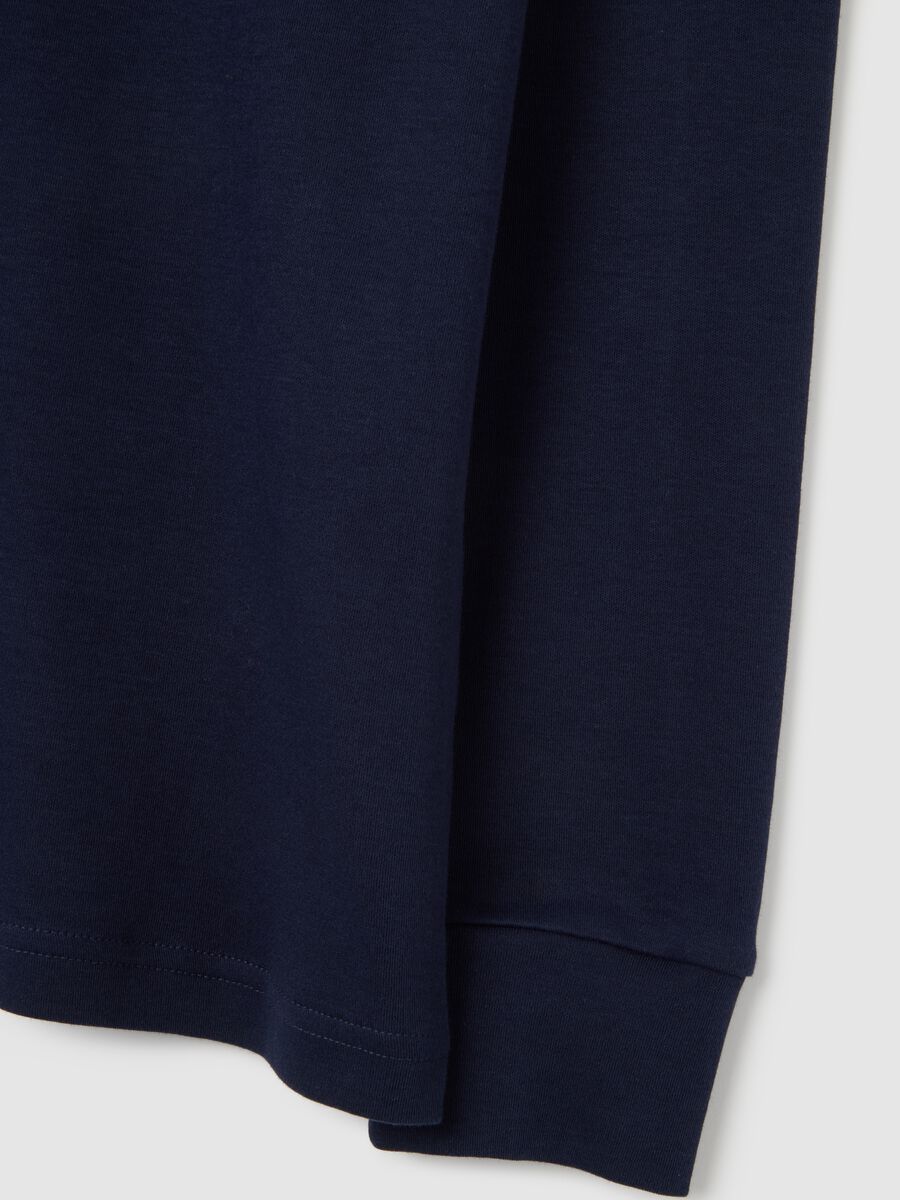 Maglia a collo alto blu in cotone_5