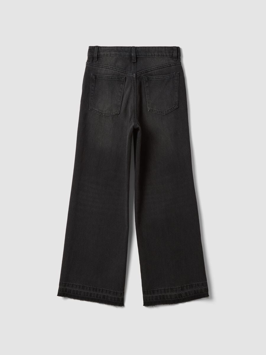 Jeans neri culotte in misto cotone, lyocell e viscosa per ragazza_5