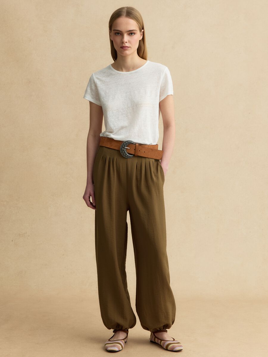 White pure linen short-sleeve T-shirt, regular fit_2