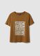 Brown pure cotton T-shirt with front print, regular fit_0