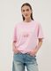 Pink pure cotton T-shirt with slogan print, relaxed fit_2
