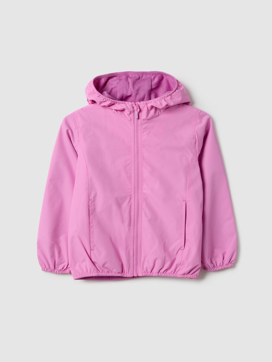 Girls' pink regular fit jacket with full zip and hood_0