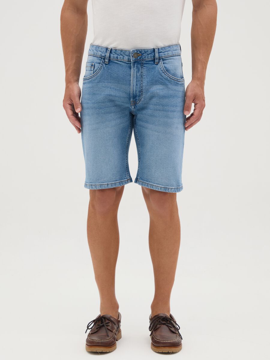 Men's Light Blue Slim Fit Denim Shorts_1