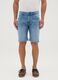 Men's light blue denim, slim fit Bermuda shorts_1