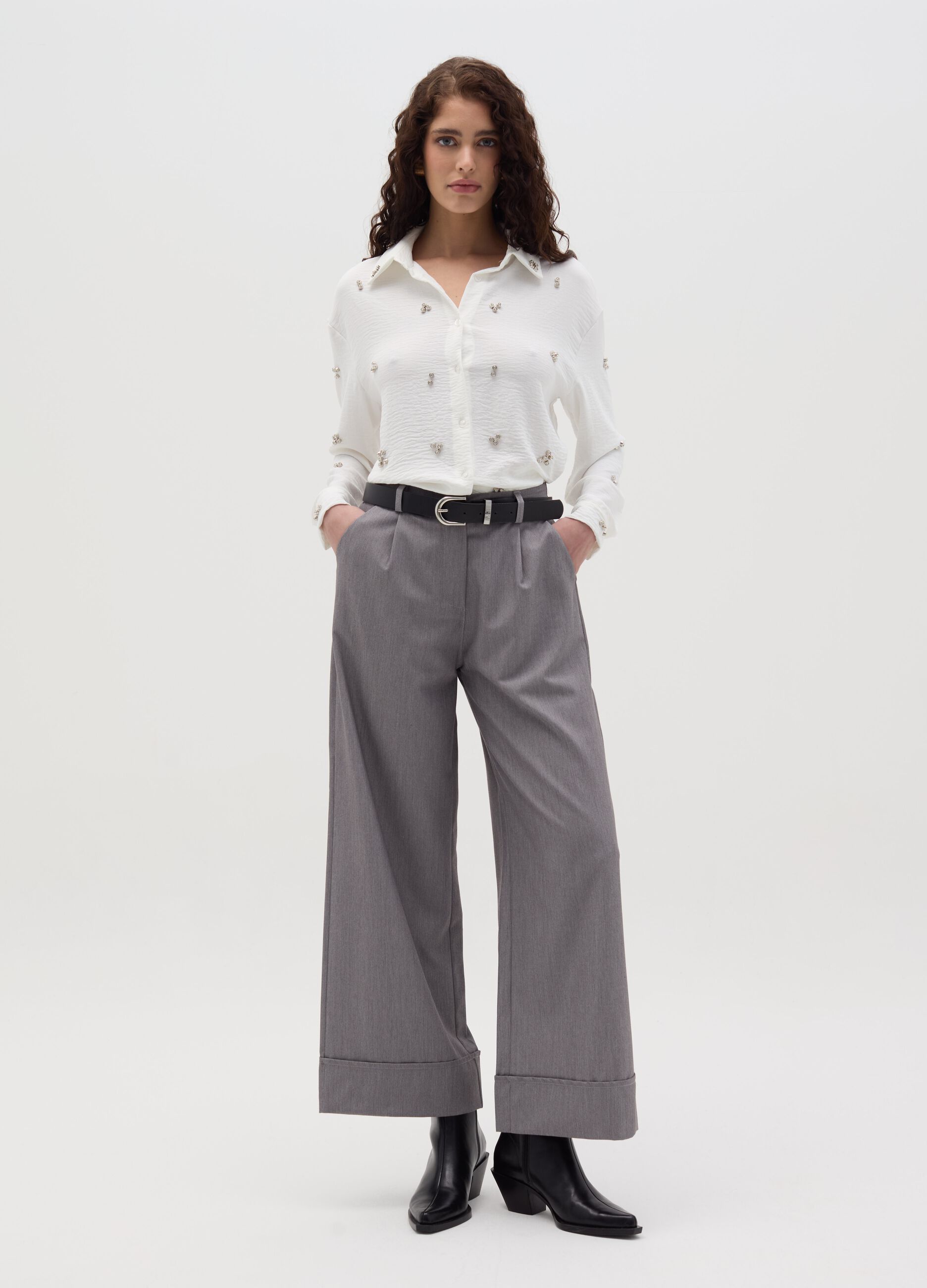 Camicia con applicazioni in strass