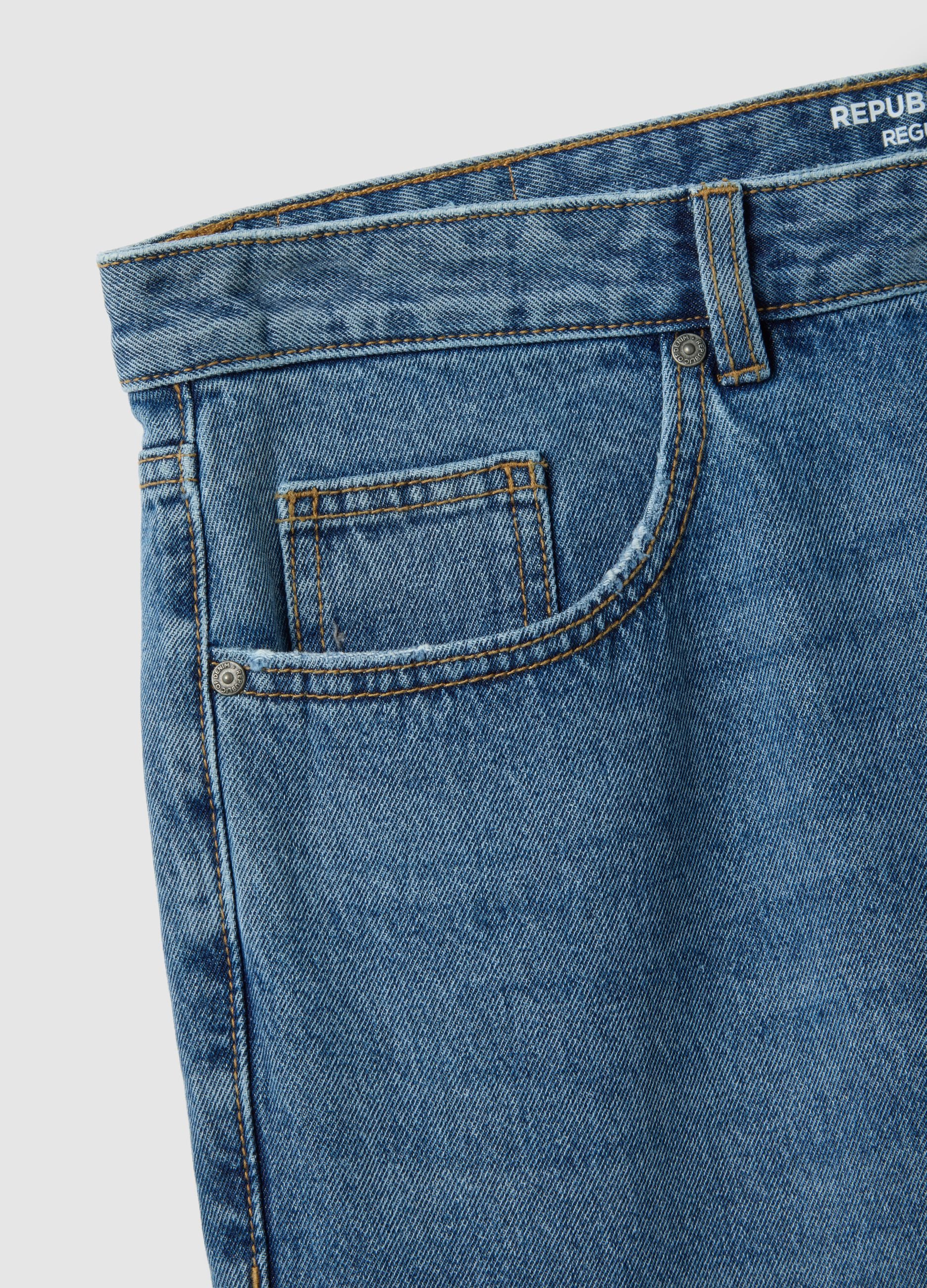 Jeans in puro cotone denim regular tapered