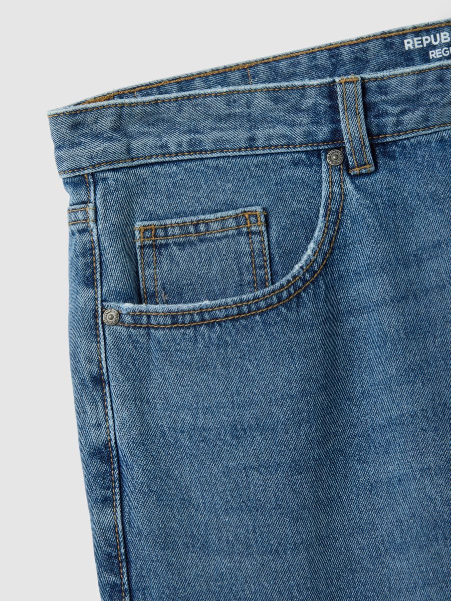 Jeans in puro cotone denim regular tapered_1