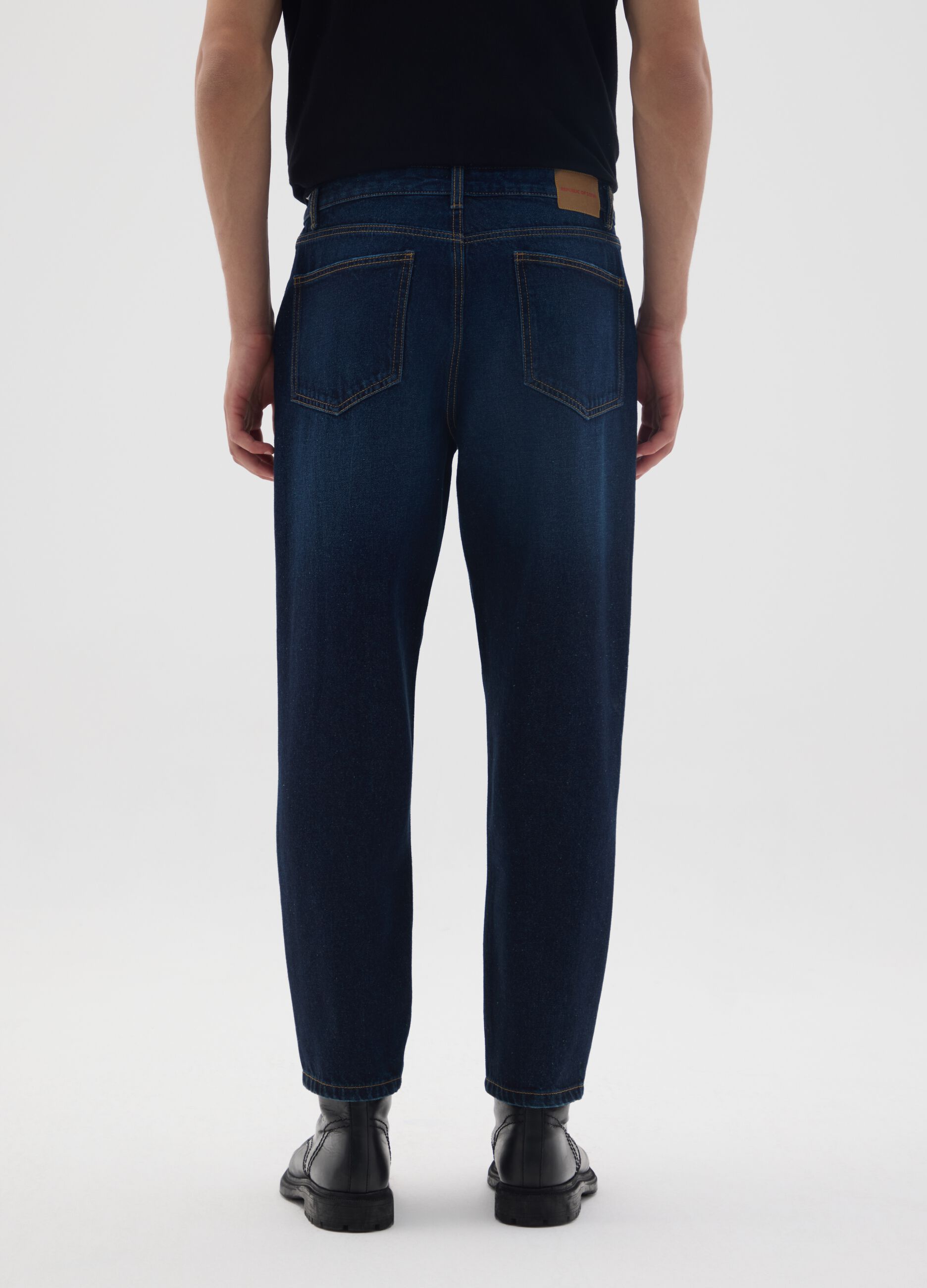 Jeans in puro cotone blu regular tapered