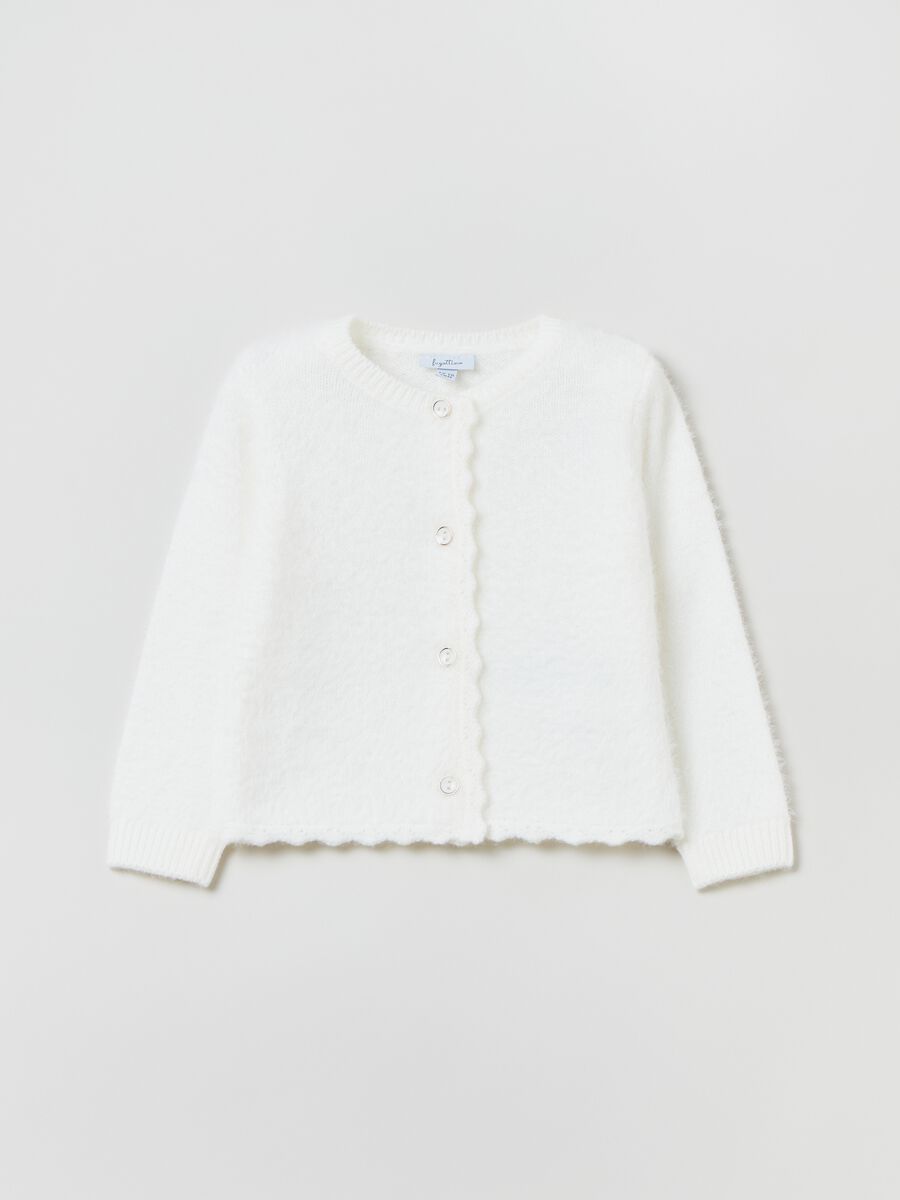 Cardigan in maglia con profili ondulati_0