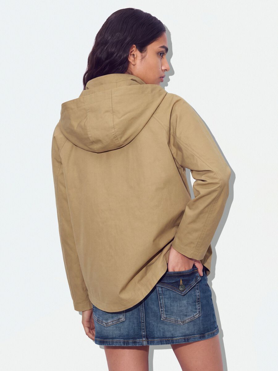 Parka beige in misto cotone con cappuccio regular fit_3