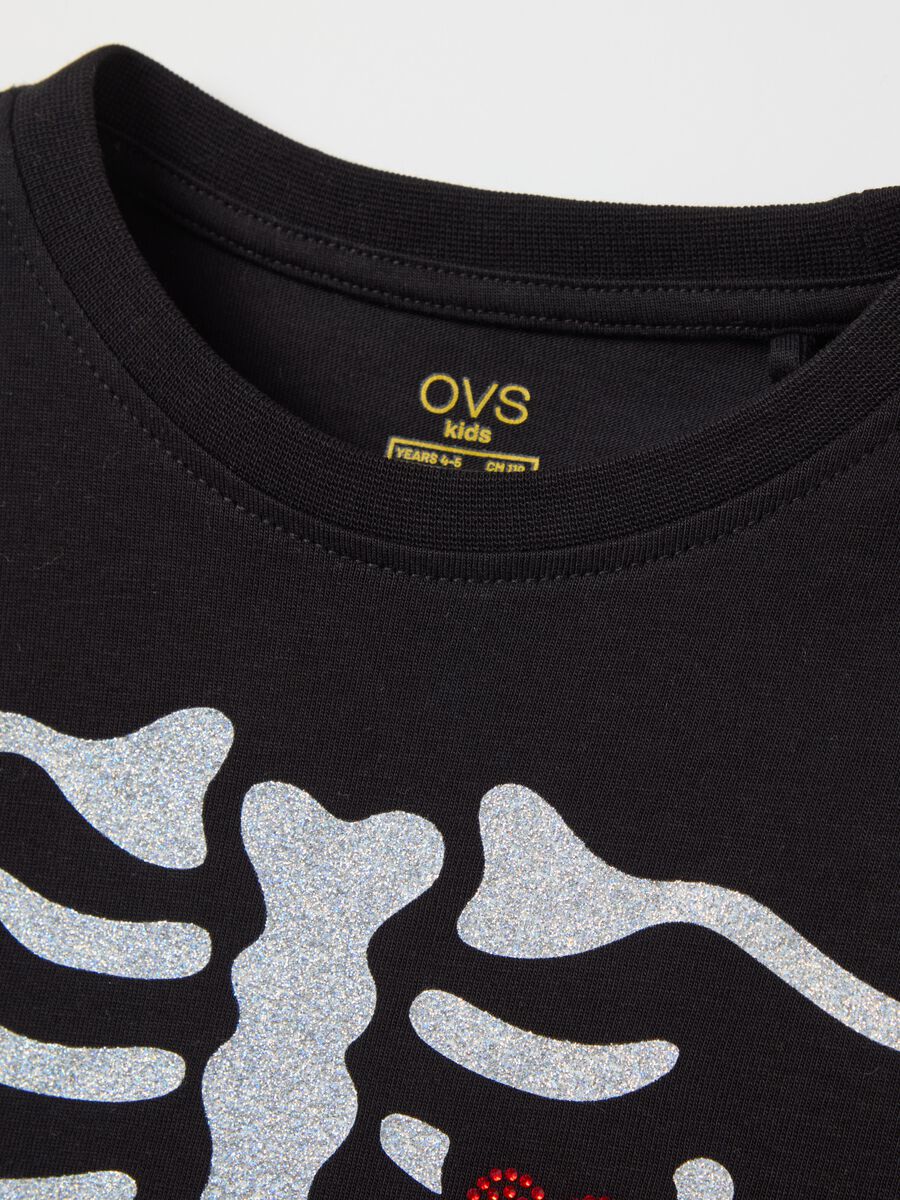 Long-sleeved T-shirt with glitter skeleton_3