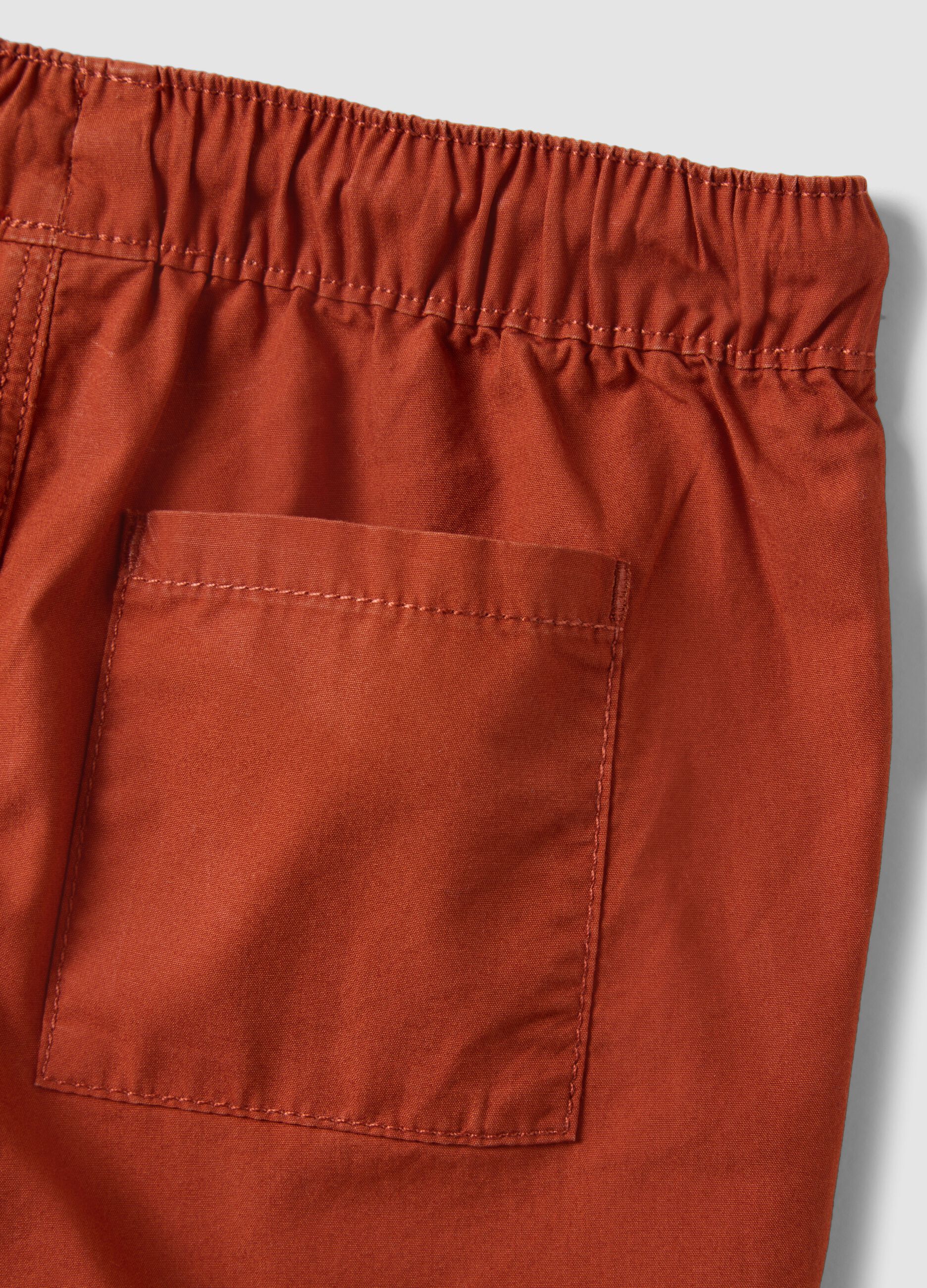 Orange pure cotton boys&rsquo; shorts, regular fit, with drawstring