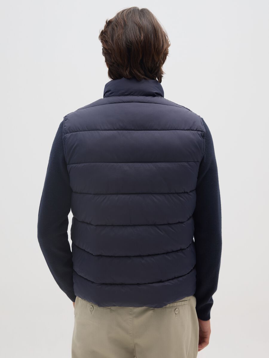 Blue Quilted Vest with Zip_2