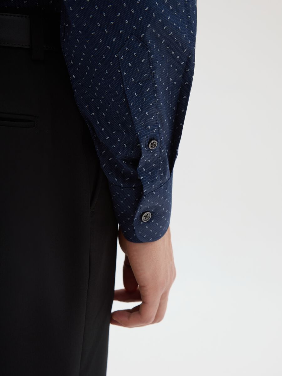 Multicolour stretch cotton slim fit shirt_3