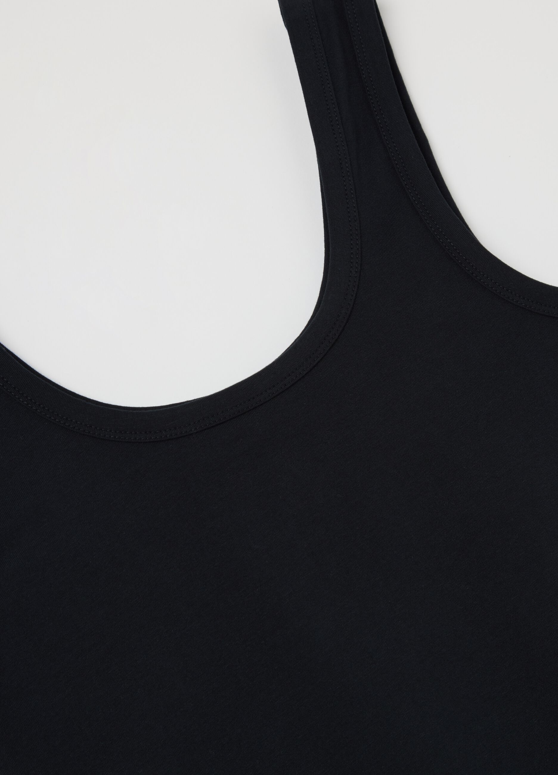 Black tank top in stretch cotton
