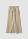 Beige pure linen straight-fit trousers with drawstring_4