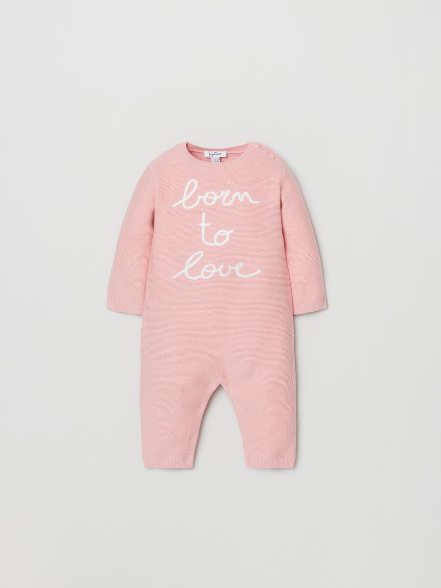 Tutina in maglia con ricamo lettering_0