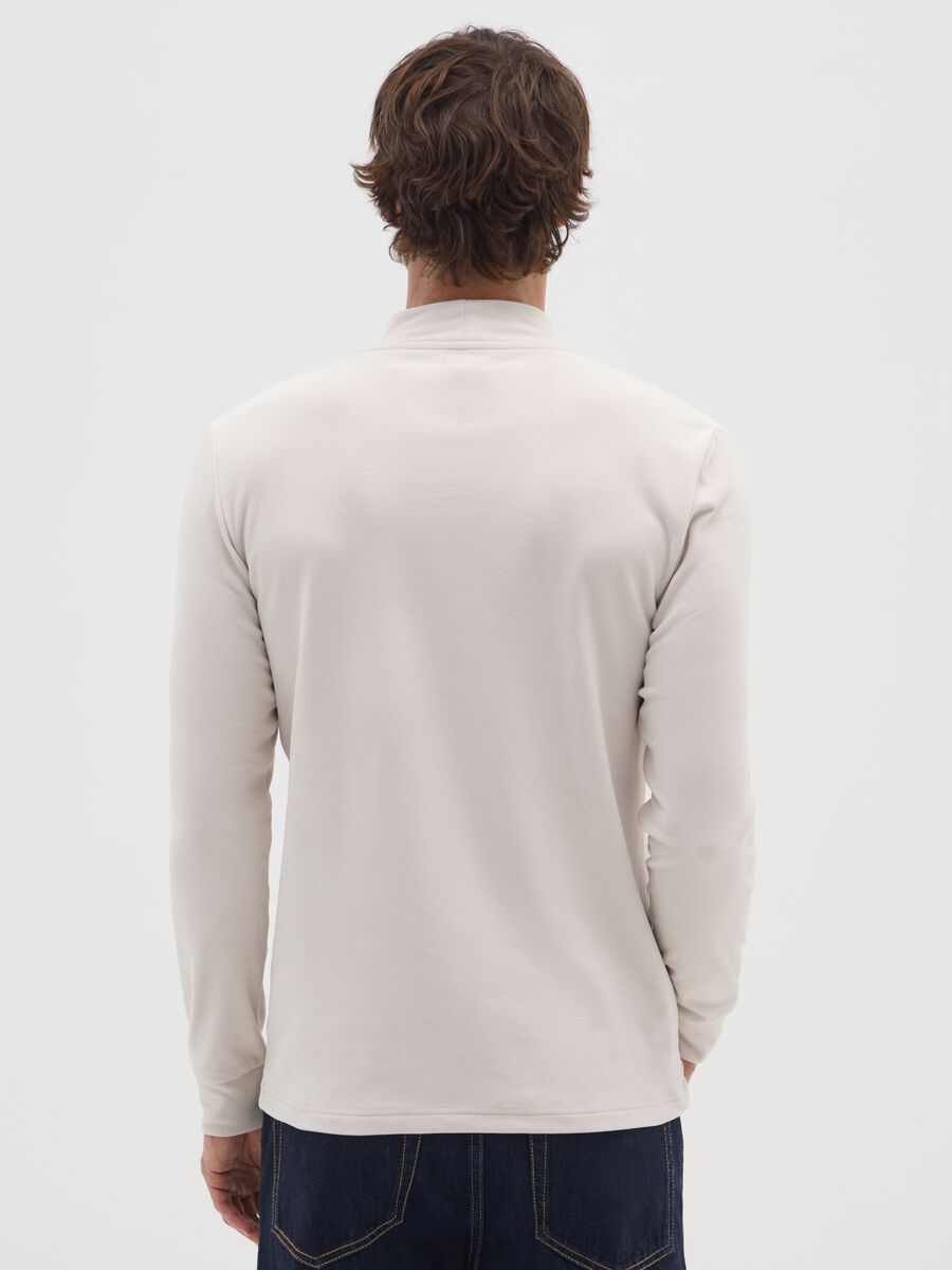 Beige fleece regular fit sweatshirt_2