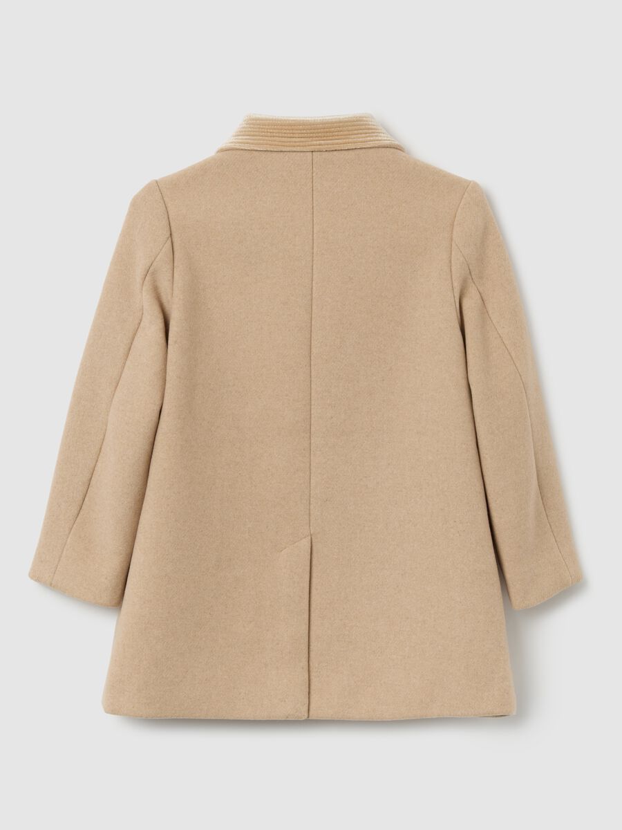 Girls' beige regular fit coat with buttons_1