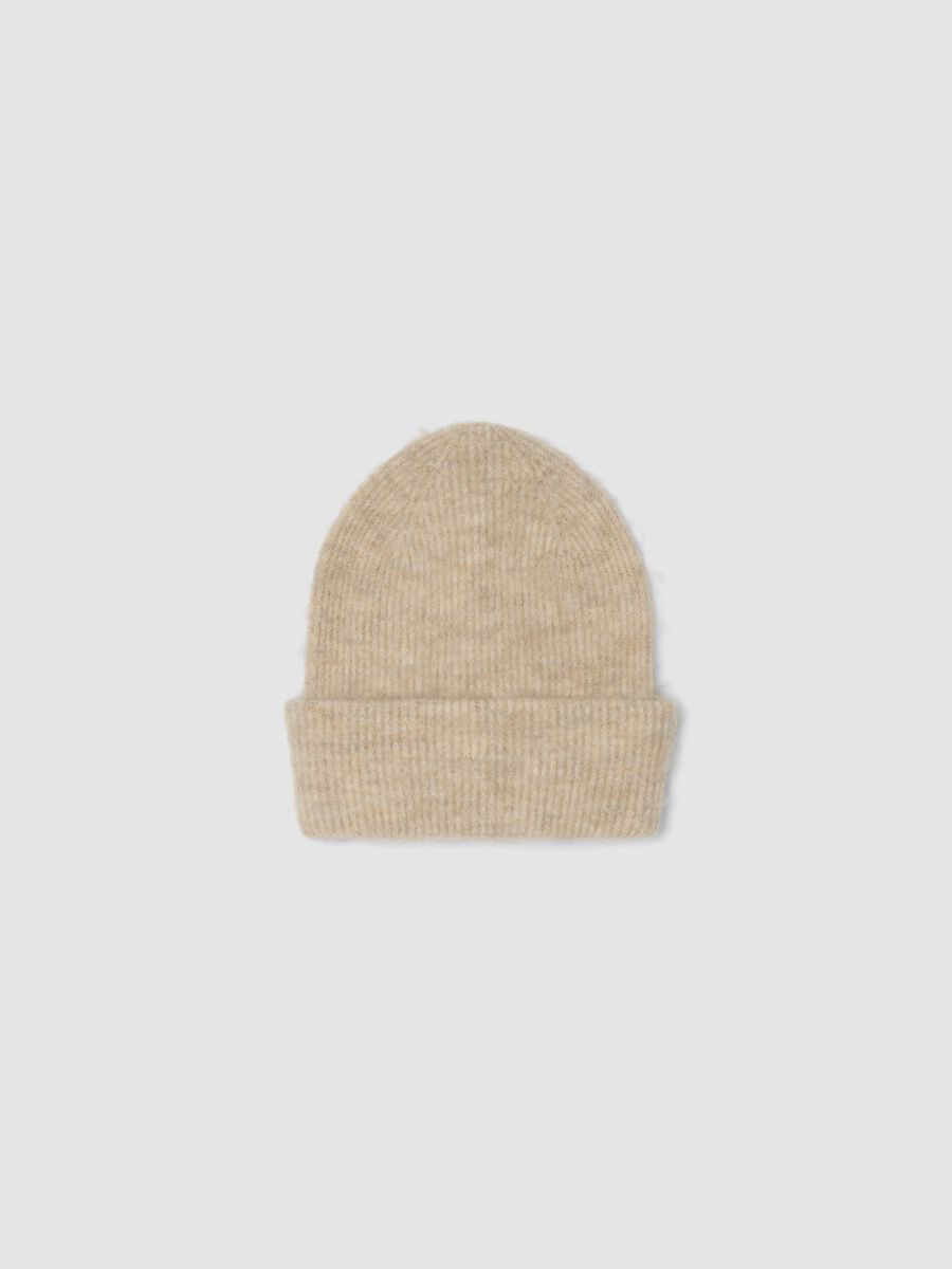 Cappello beige in lana e alpaca elasticizzato_0
