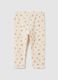 Girls' beige slim fit cotton leggings_1