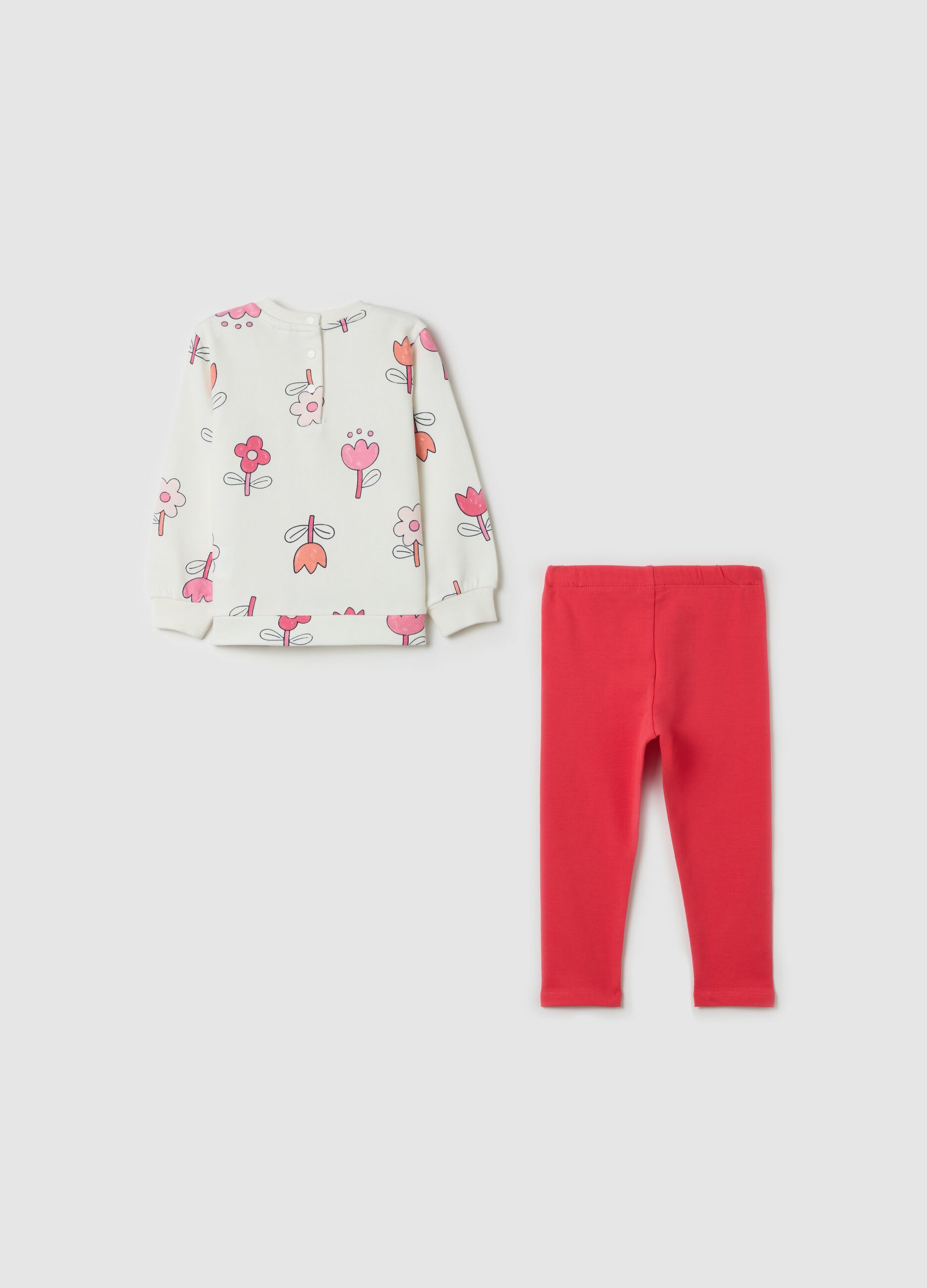 Cotton jogging set with flowers print